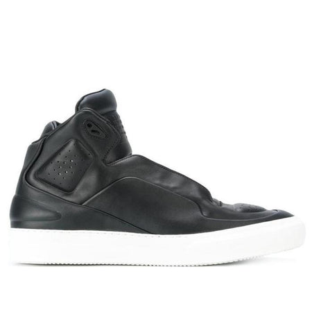 LANVIN Suede and Patent Cap-Toe Sneaker, Black