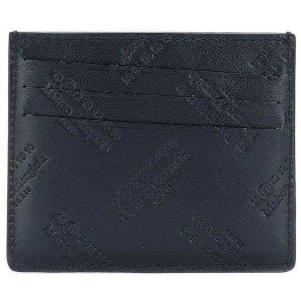 MAISON MARGIELA Logo Embossed Cardholder Wallet, Black-OZNICO