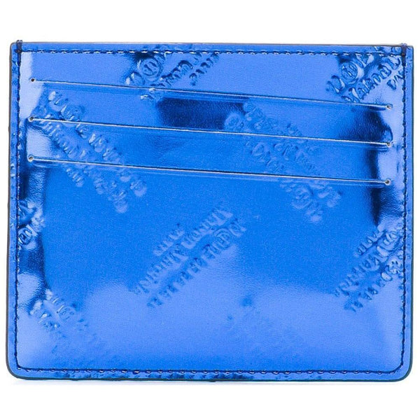 MAISON MARGIELA Logo Embossed cardholder Wallet, Blue-OZNICO