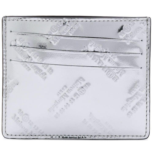 MAISON MARGIELA Logo Embossed Cardholder Wallet, Silver-OZNICO