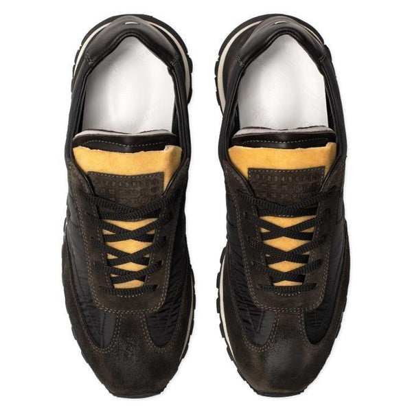MAISON MARGIELA Panelled Retro Runner Sneaker, Black-OZNICO