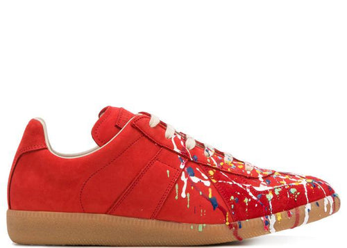 MAISON MARGIELA Replica Low Trainer, Red Paint Splatter-OZNICO