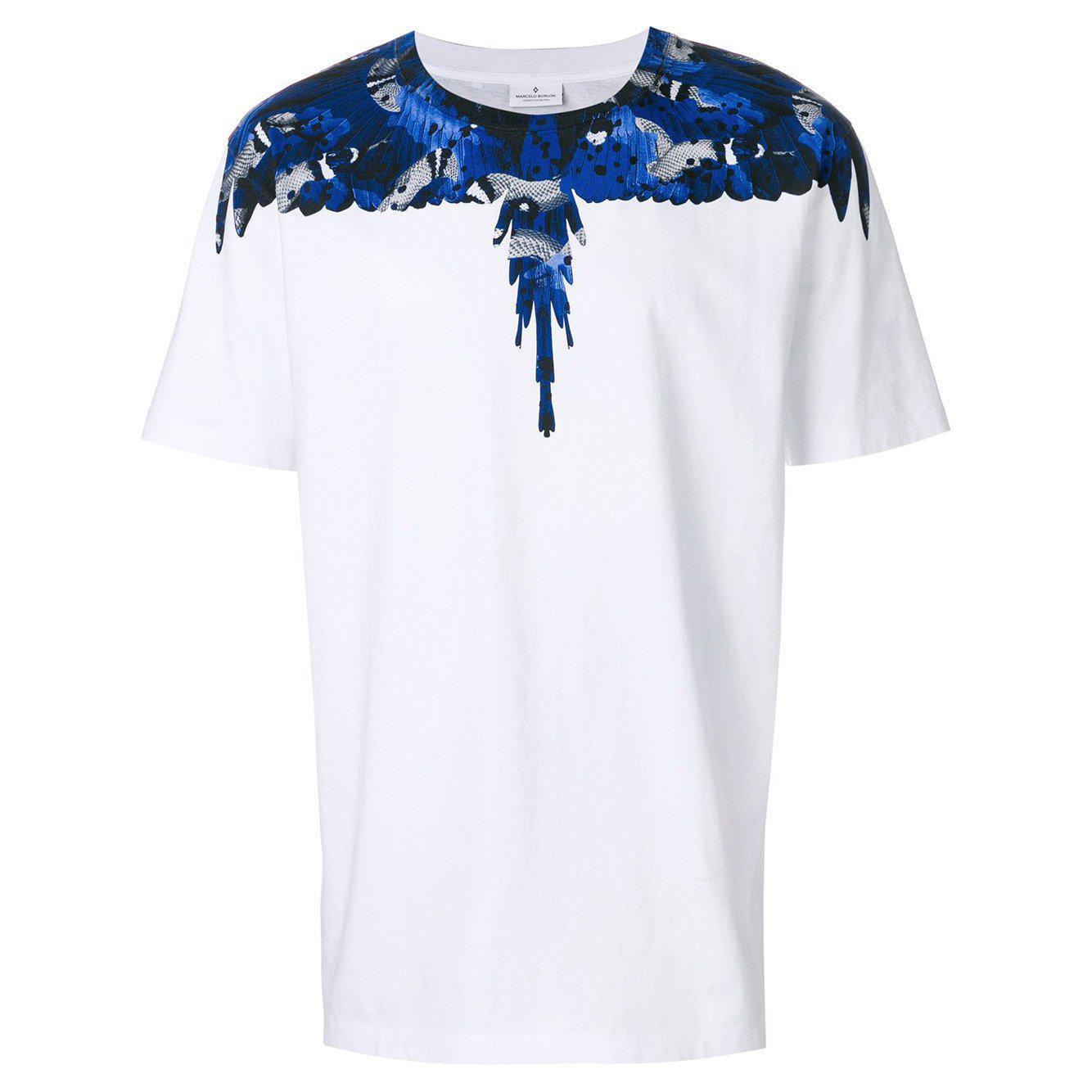 MARCELO BURLON Camou Wings T-Shirt, White/ Blue – OZNICO