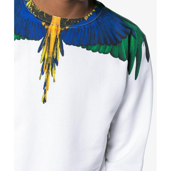 MARCELO BURLON Color Wings Crewneck, White/ Multi-OZNICO