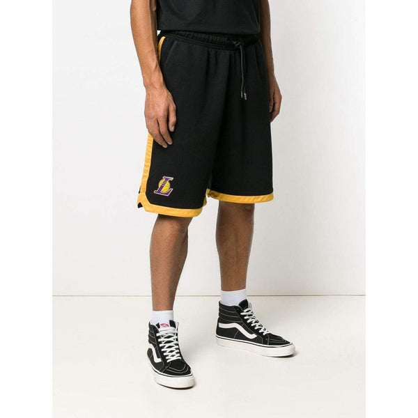 MARCELO BURLON L.A. Lakers Logo Tape Shorts, Black-OZNICO
