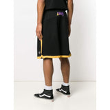 MARCELO BURLON L.A. Lakers Logo Tape Shorts, Black-OZNICO