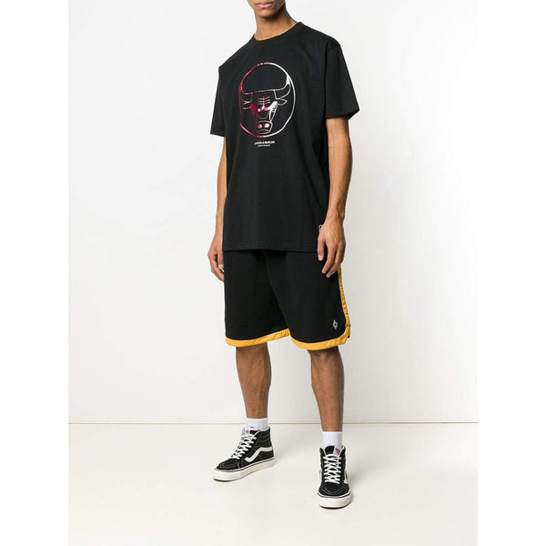 MARCELO BURLON L.A. Lakers Logo Tape Shorts, Black-OZNICO