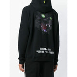 MARCELO BURLON Never Sleep Rear Cat Motif Hoodie, Black-OZNICO