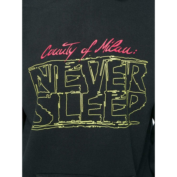 MARCELO BURLON Never Sleep Rear Cat Motif Hoodie, Black-OZNICO