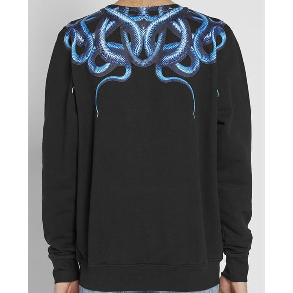 MARCELO BURLON Snake Crewneck, Black/Light Blue-OZNICO