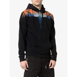 MARCELO BURLON Wings Print Hoodie, Black/ Orange-OZNICO