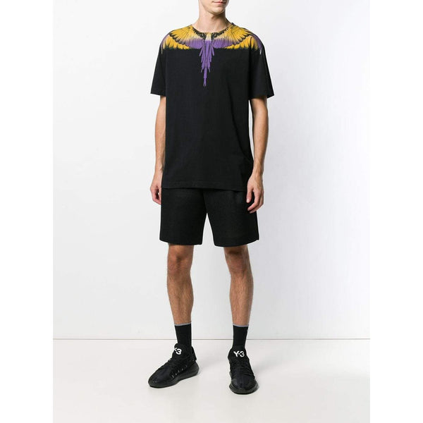 MARCELO BURLON Wings Print T-Shirt, Black/ Yellow-OZNICO