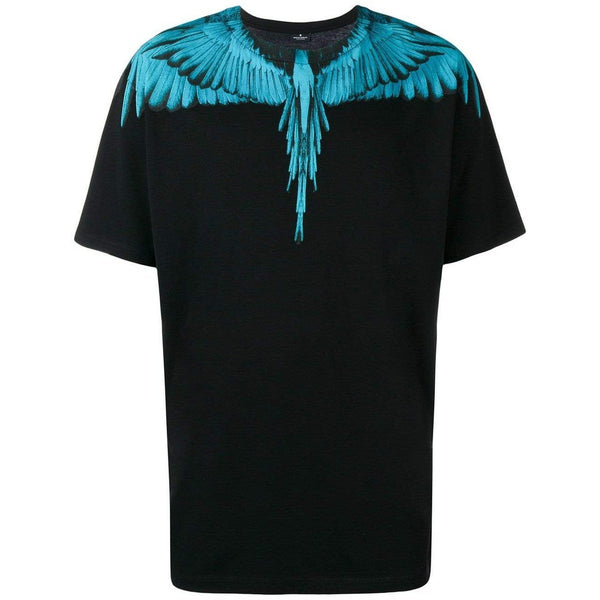 MARCELO BURLON Wings Printed T-Shirt, Black/ Light Blue-OZNICO