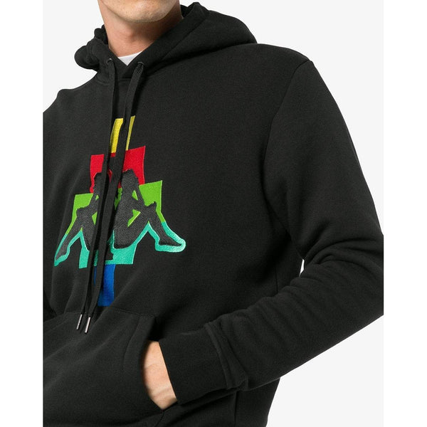 MARCELO BURLON X KAPPA Logo Embroidered Hoodie, Black-OZNICO