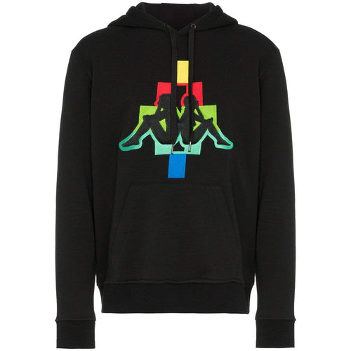 MARCELO BURLON X KAPPA Logo Embroidered Hoodie, Black-OZNICO