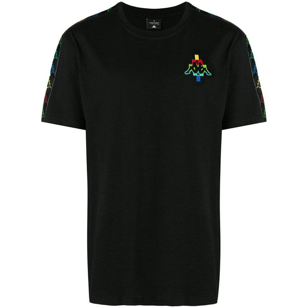 MARCELO BURLON X KAPPA Multicolor Logo T-Shirt, Black-OZNICO