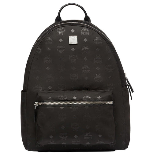 MCM Dieter Teardrop Backpack in Monogram Nylon, Black-OZNICO