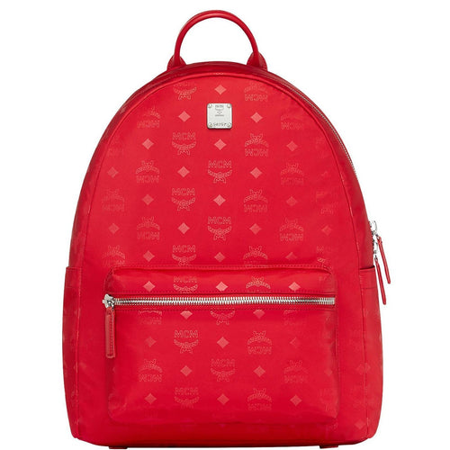 MCM Dieter Teardrop Backpack in Monogram Nylon, Viva Red-OZNICO