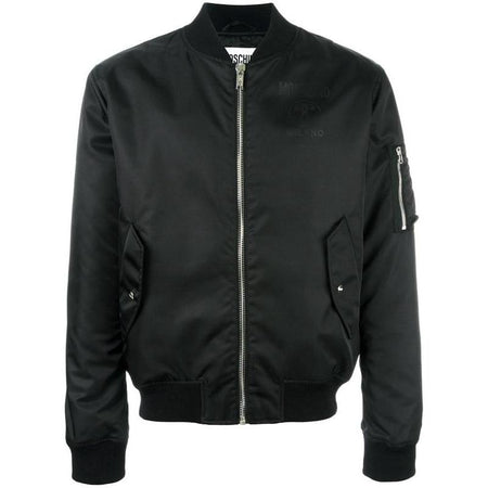 BALMAIN REVERSIBLE MONOGRAM AND SCARF BOMBER JACKET, BLACK