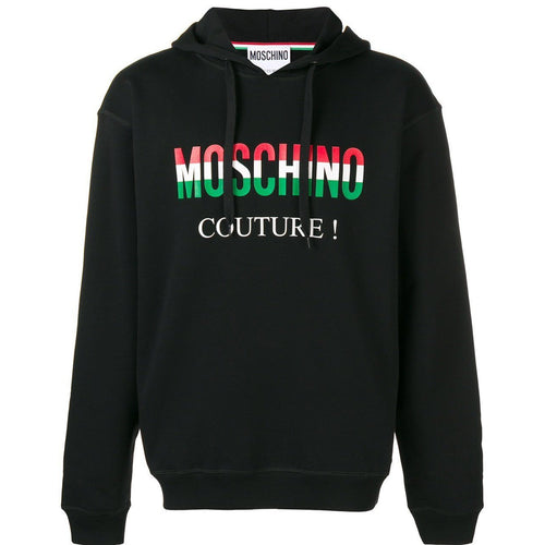 MOSCHINO Couture Printed Logo Hoodie, Black-OZNICO