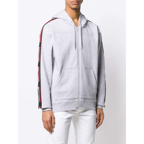 MOSCHINO Logo Band Hooded Sweatshirt, Grey Melange-OZNICO