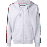 MOSCHINO Logo Band Hooded Sweatshirt, Grey Melange-OZNICO