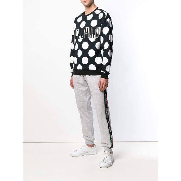 MOSCHINO Logo Stripe Sweatpants, Grey-OZNICO