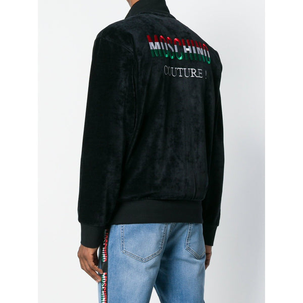 MOSCHINO Zipped Logo Sweatshirt, Black-OZNICO