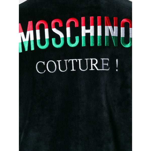 MOSCHINO Zipped Logo Sweatshirt, Black-OZNICO