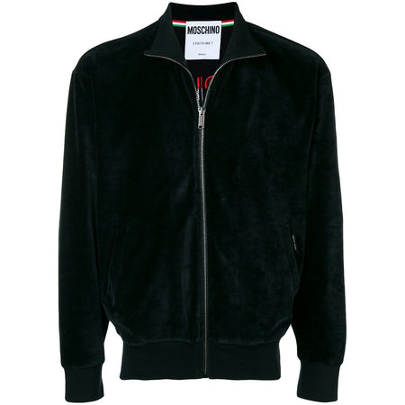 BALMAIN REVERSIBLE MONOGRAM AND SCARF BOMBER JACKET, BLACK