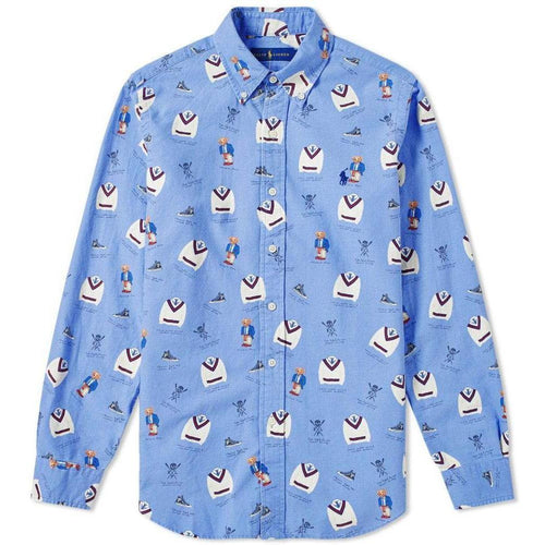 POLO RALPH LAUREN All Over Printed Collegiate Oxford Shirt, Multi-OZNICO