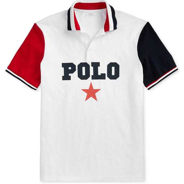 POLO RALPH LAUREN Classic-Fit Mesh Polo Americana Shirt, White Multi-OZNICO