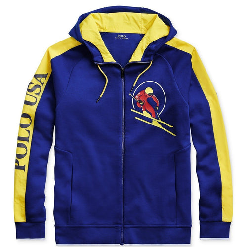 POLO RALPH LAUREN Downhill Skier Double-Knit Hoodie, Blue-OZNICO
