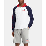 POLO RALPH LAUREN Hooded Rugby Chariots Shirt, White-OZNICO