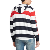 POLO RALPH LAUREN Striped Terry Americana Hoodie, Aviator Navy/ Multi-OZNICO