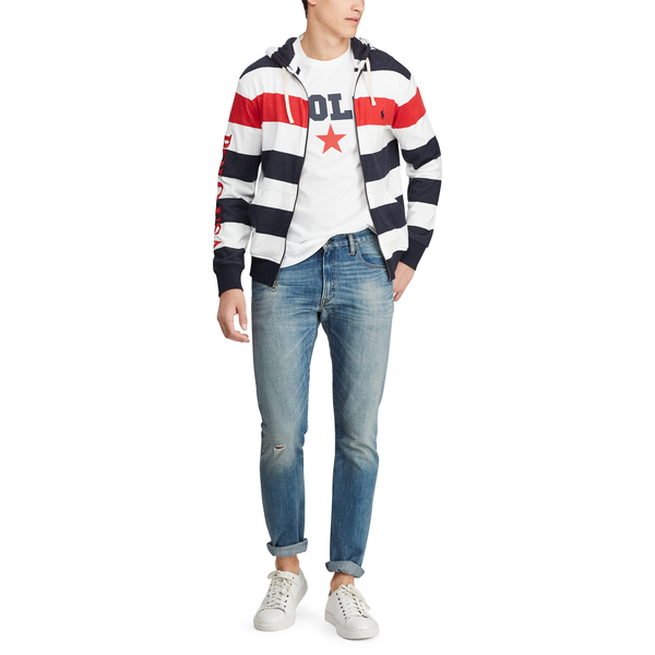 POLO RALPH LAUREN Striped Terry Americana Hoodie, Aviator Navy/ Multi-OZNICO