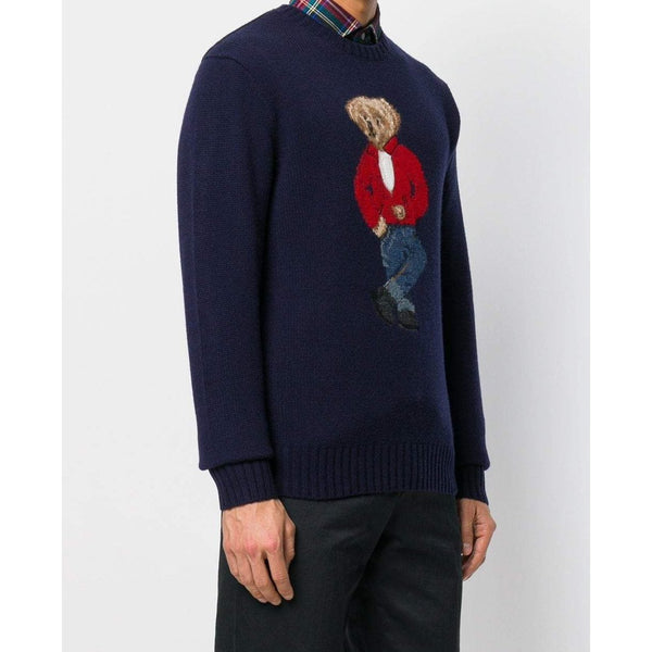 POLO RALPH LAUREN Wool Blend Bear Sweater, Navy-OZNICO