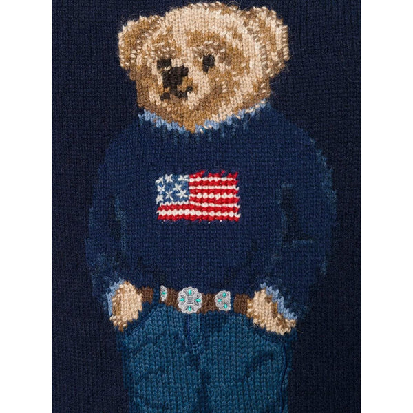 POLO RALPH LAUREN Wool Blend Knit Bear Sweater, Navy-OZNICO