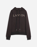 LANVIN EMBROIDERED CURD HOODIE, EBONY