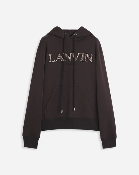 LANVIN EMBROIDERED CURD HOODIE, EBONY