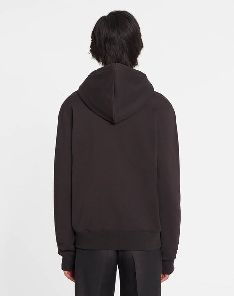 LANVIN EMBROIDERED CURD HOODIE, EBONY