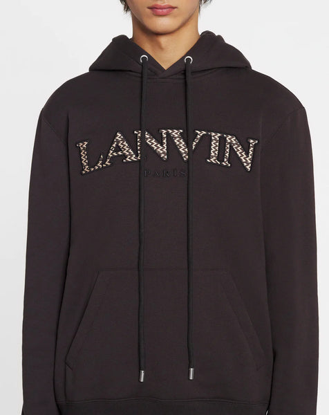 LANVIN EMBROIDERED CURD HOODIE, EBONY