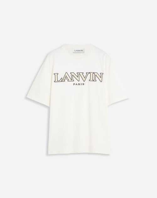 LANVIN CLASSIC CURB EMBROIDERED T-SHIRT, MILK