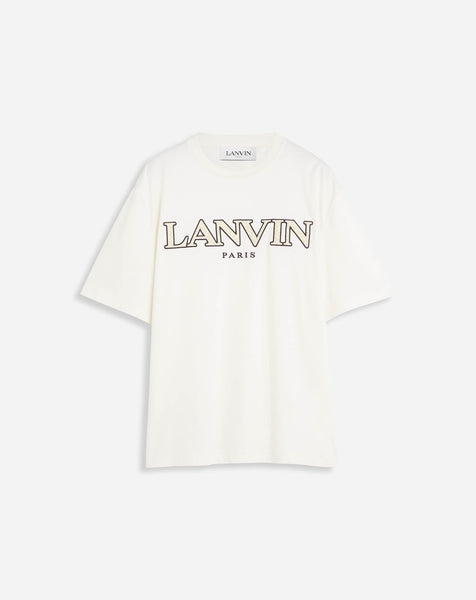 LANVIN CLASSIC CURB EMBROIDERED T-SHIRT, MILK