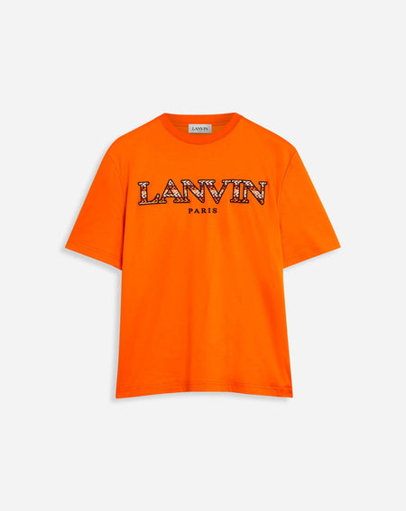 LANVIN LOOSE-FITTING PRINTED T-SHIRT, OPTIC WHITE