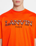 LANVIN CLASSIC CURB EMBRIODERED T-SHIRT, BRIGHT ORANGE