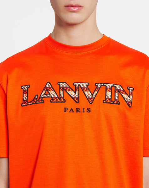 LANVIN CLASSIC CURB EMBRIODERED T-SHIRT, BRIGHT ORANGE