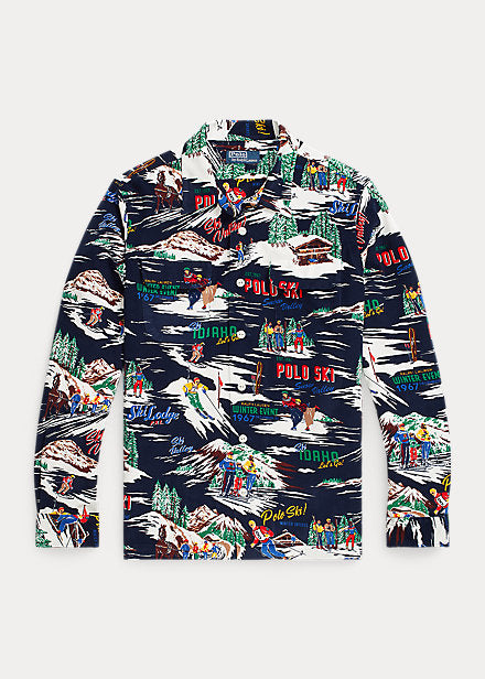 Polo Ralph Lauren Wool Graphic Full-Zip Sweater, Navy Multi
