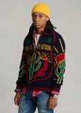 Polo Ralph Lauren Wool Graphic Full-Zip Sweater, Navy Multi