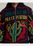 Polo Ralph Lauren Wool Graphic Full-Zip Sweater, Navy Multi